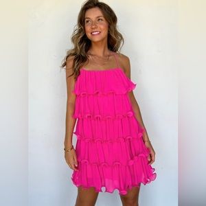 Pink Ruffle Tiered Dress